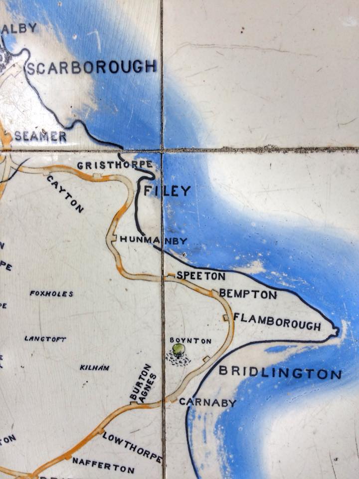 Victorian tiled map of rail network around Filey