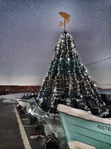 Christmas tree on Coble Landing, Filey