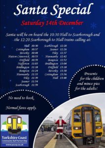 Poster showing times of Santa special train