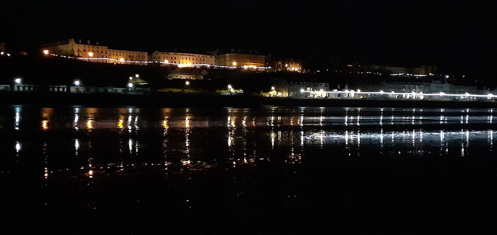 Filey seafront by night