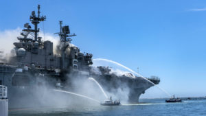 USS Bonhomme Richard on fire